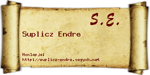 Suplicz Endre névjegykártya